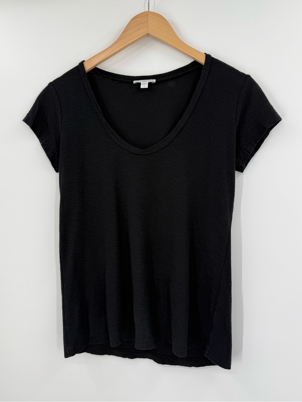 James Perse Standard Scoop Neck Slub Tee | Black | Size 1 / Small